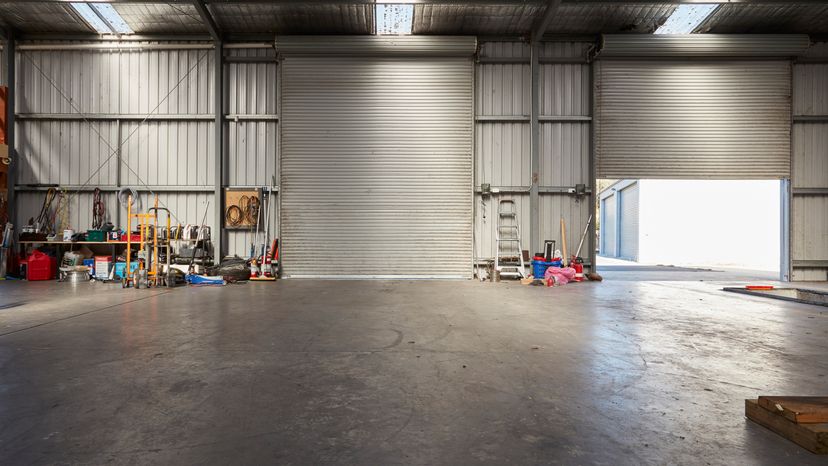 An empty garage space. 