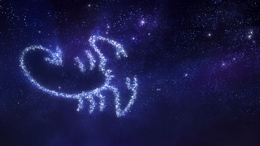 Scorpio zodiac sign on a space background. 