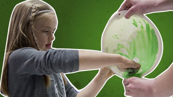 A girl makes oobleck for the first time at West Elementary School at Yokota Air Base, Japan.