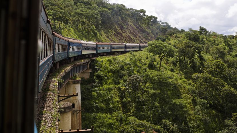 A railway cable going through a mountain. 