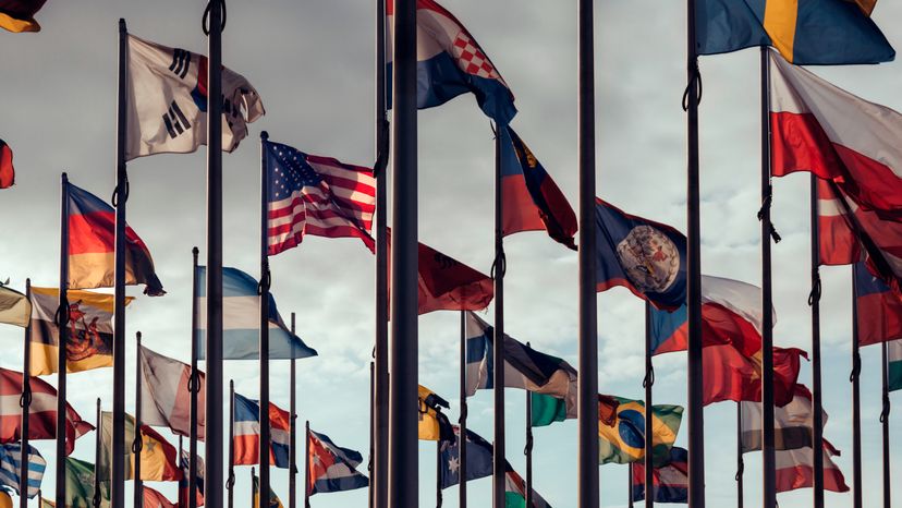 Flags of different countries. 