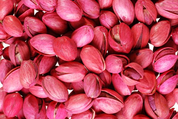Red pistachios in their shell