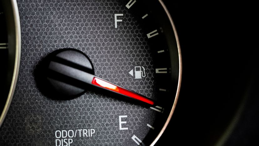 An image of a cars fuel gauge. 