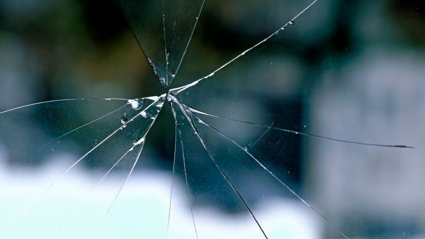 A crack in a fiberglass window. 