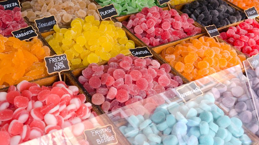 A selection of different colored gummies. 