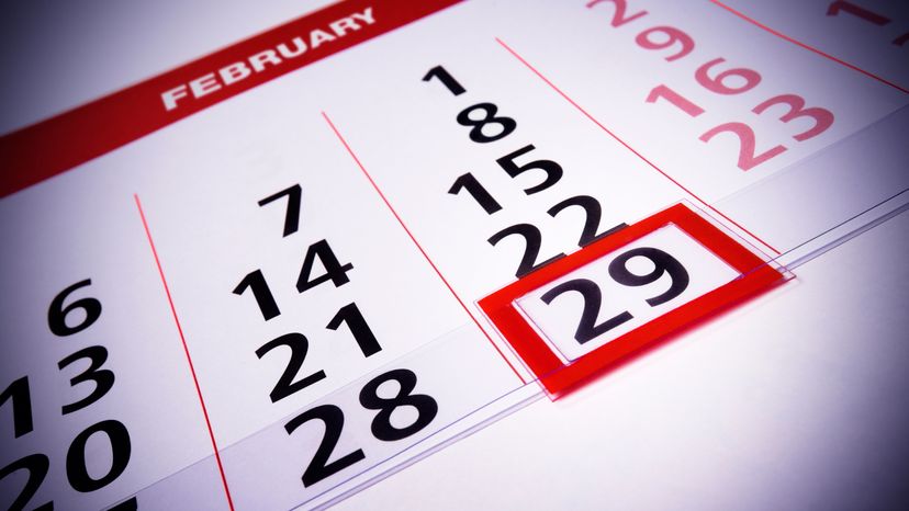 A calendar with the date 'February 29th' circled in red. 