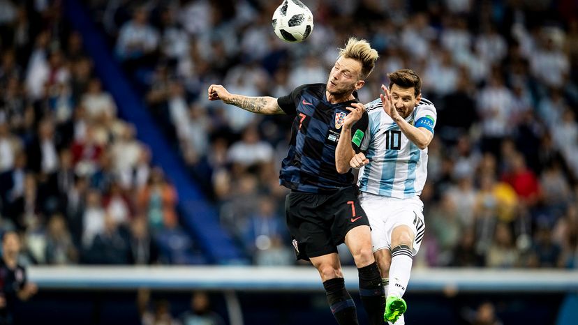Lionel Messi and Ivan Rakitic during 2018 World Cup match