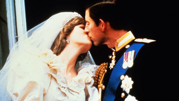 Princess Diana and Prince Charles kiss