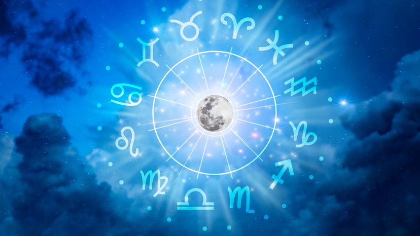A zodiac sign inside an horoscope circle. 