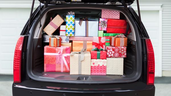 SUV trunk crowded with packages