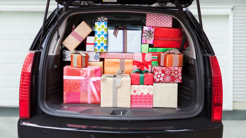 SUV trunk crowded with packages