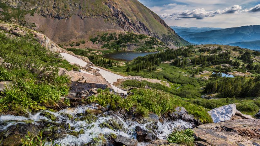 A mountain stream running down a mountain.