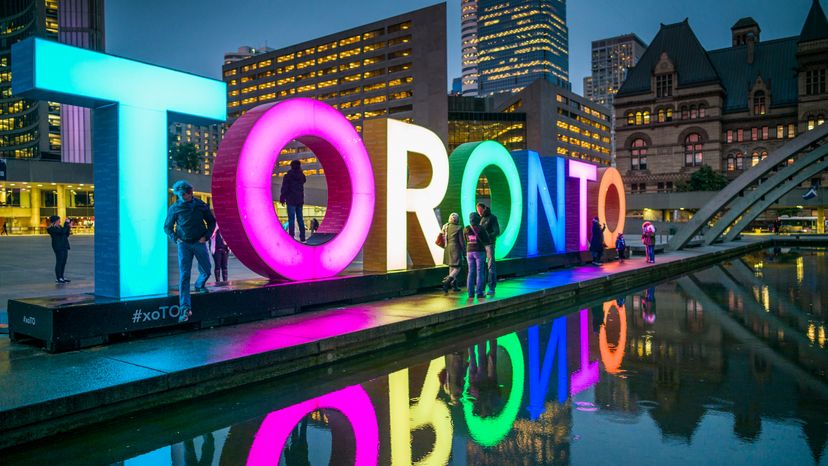 Toronto sign in the middle of the city. 