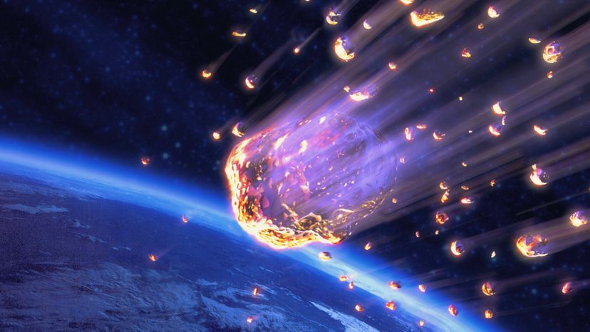 Meteors burning up as they enter earths atmosphere. 