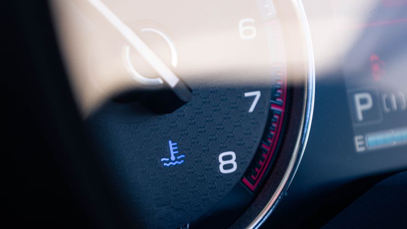 Close up of a car's temperature gauge. 
