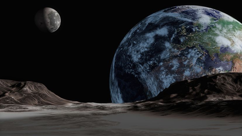 A view of the earth from the moon. 