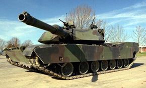The M1's main weapon is a 120-mm smoothbore cannon.