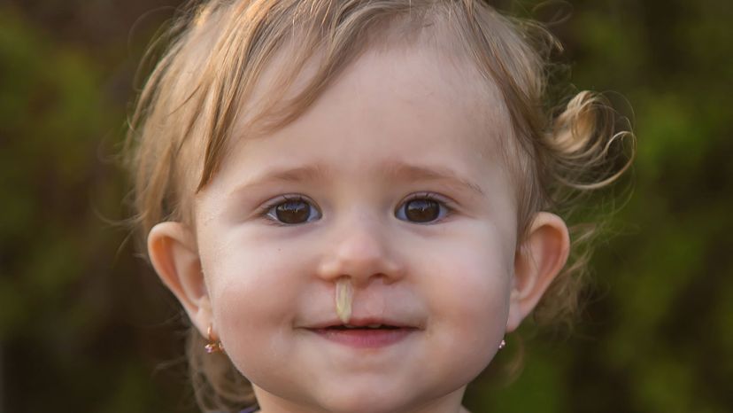 little girl with snot