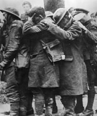 British casualties blinded by mustard gas in a gas attack.