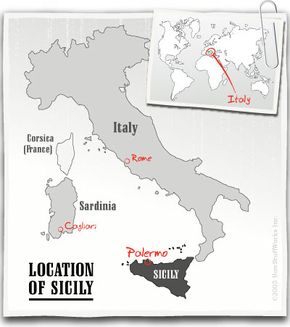 Map of Italy, Sicily, Sardinia and Corsica
