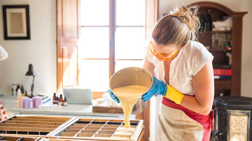 woman making soap