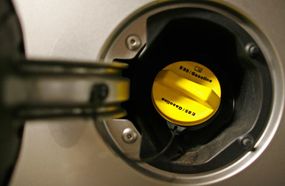 The yellow fuel cap on this 2007 Chevrolet Impala lets consumers know they can fill the tank with gasoline or E85.