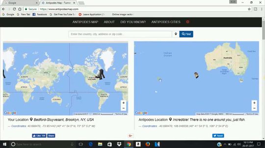 Antipodes Map Locates the Opposite of Any Spot on Earth