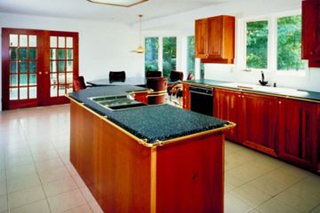Kitchen with linoleum flooring