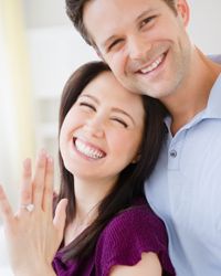 woman with diamond engagement ring