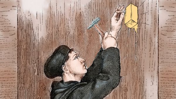 Martin Luther nailing butter to door