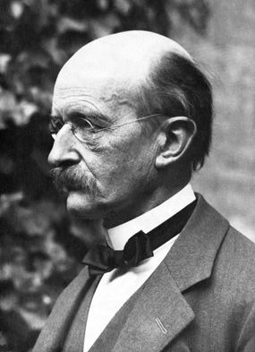 elderly German one person studio shot head and shoulders portrait side view Western European descent prominent persons science male bald Max Planck