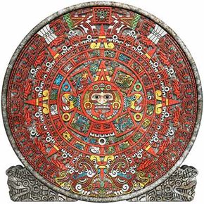 The Aztec calendar, which was adapted from the Mayan calendar. See more Mayan pictures.