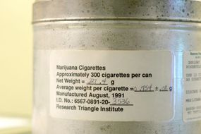 A tin canister used by the U.S. government to provide medical marijuana to patients like Irv Rosenfeld. Rosenfeld is one of seven patients who currently receive medical marijuana grown and legally provided by the federal government.