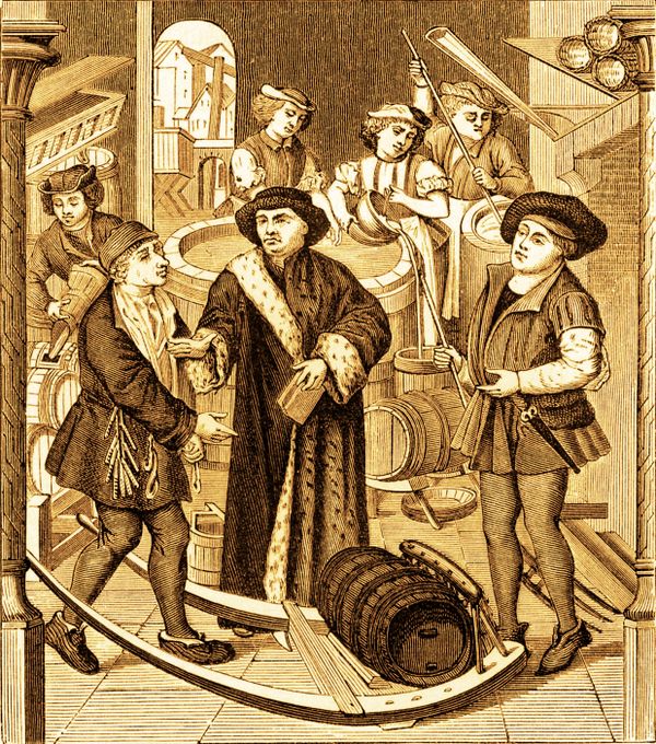 bishop receiving beer tithe