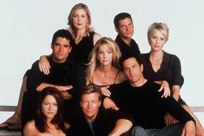 The cast of the seventh season of "Melrose Place," a show spun off from "Beverly Hills, 90210."”border=