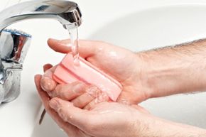 man washing hands