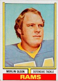 Merlin Olsen was selected                              to a record 14 Pro Bowls                                            during his 15 NFL seasons. See                                            more pictures of football players.