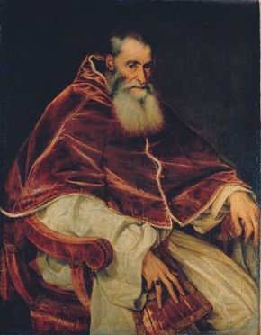 Titian, Pope Paul III (1543). Elected to the papal seatin 1534, Paul III confirmed Michelangelo'scommission of the fresco Last Judgment, originallyoffered to the artist by Pope Clement VII.
