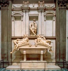 The tomb of Lorenzo de' Medici (20 feet 8 inches x 13 feet 9 inches) is a grand memory built in marble. It is housed within the Medici Chapel in San Lorenzo, Florence.