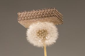 Using an innovative fabrication process developed at HRL, researchers created a "microlattice" structure of interconnected hollow tubes with a wall thickness of 100 nanometers -- 1,000 times thinner than a human hair.