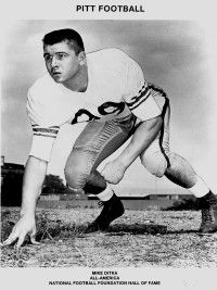 Mike Ditka played middle                              linebacker, defensive end and                                             receiver, and was also a premier                                              punter in college. See more                                            pictures of famous football players.