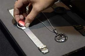 The Misfit tracker can be taken out of its band and placed on a pendant.