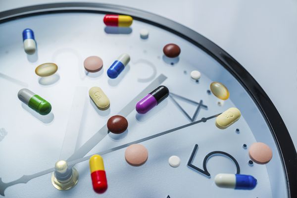 Pills on clock