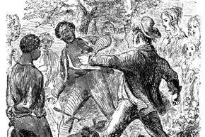 This illustration, taken from the book &quot;Twelve Years a Slave,&quot; shows Solomon Northup refusing to flog his fellow slave Patsey.
