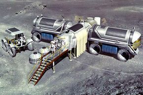 An artist's concept of what an early lunar base might entail. See more moon pictures.