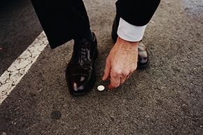 coin on sidewalk