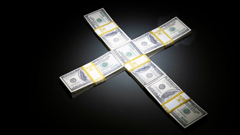 Cross made out of money