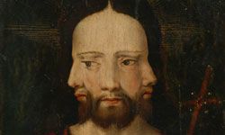 This three-faced Christ stares out at us from a 16th-century Dutch painting.