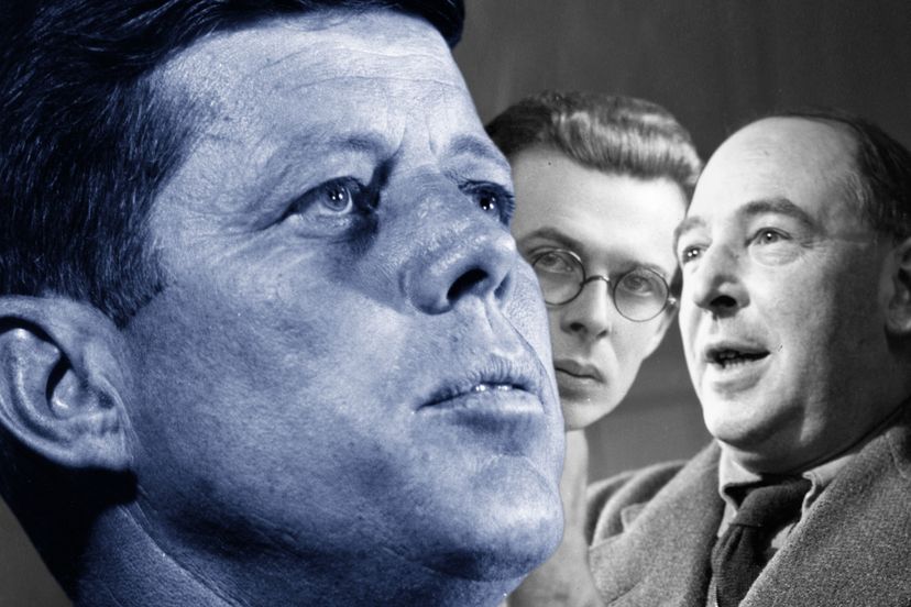 C.S. Lewis (right) and Aldous Huxley (center) both died on the same day as John F. Kennedy but Kennedy's assassination obscured everything else. Keystone/Edward Gooch/John Chillingworth/Picture Post/Getty Images