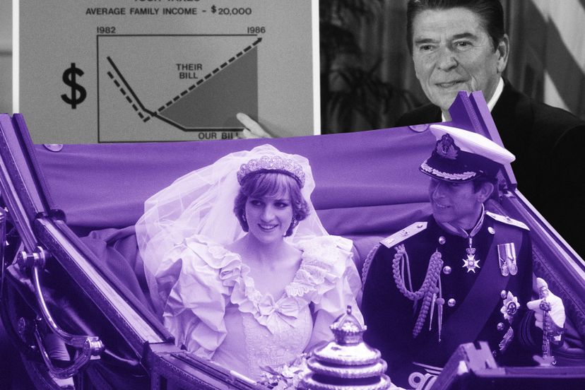 Everyone was tuned in to the royal wedding on July 30, 1981, not to Ronald Reagan's history-making tax cut. David Hume Kennerly/Anwar Hussein/WireImage/Getty Images